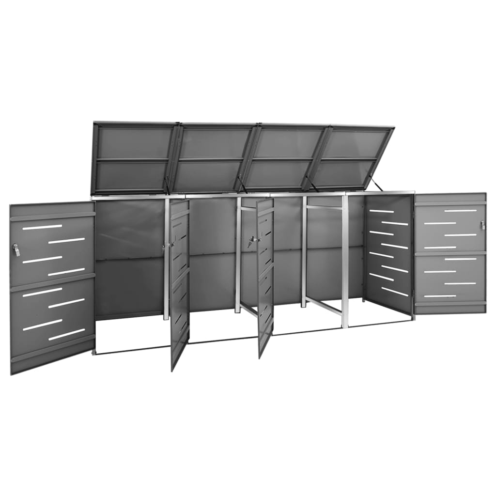 Mülltonnenbox Für 4 Tonnen 276,5X77,5X115,5 Cm Edelstahl