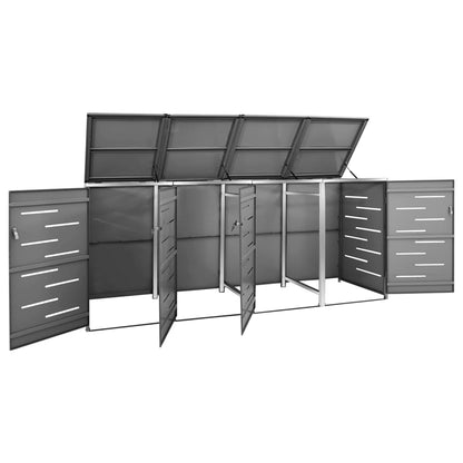 Mülltonnenbox Für 4 Tonnen 276,5X77,5X115,5 Cm Edelstahl