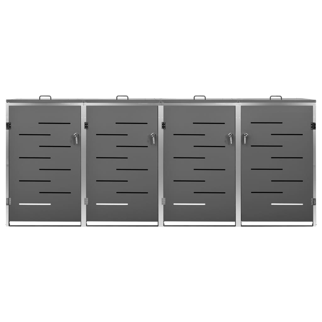 Mülltonnenbox Für 4 Tonnen 276,5X77,5X115,5 Cm Edelstahl