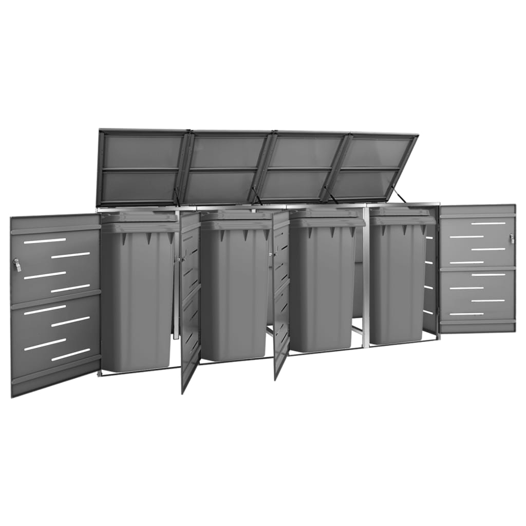 Mülltonnenbox Für 4 Tonnen 276,5X77,5X115,5 Cm Edelstahl
