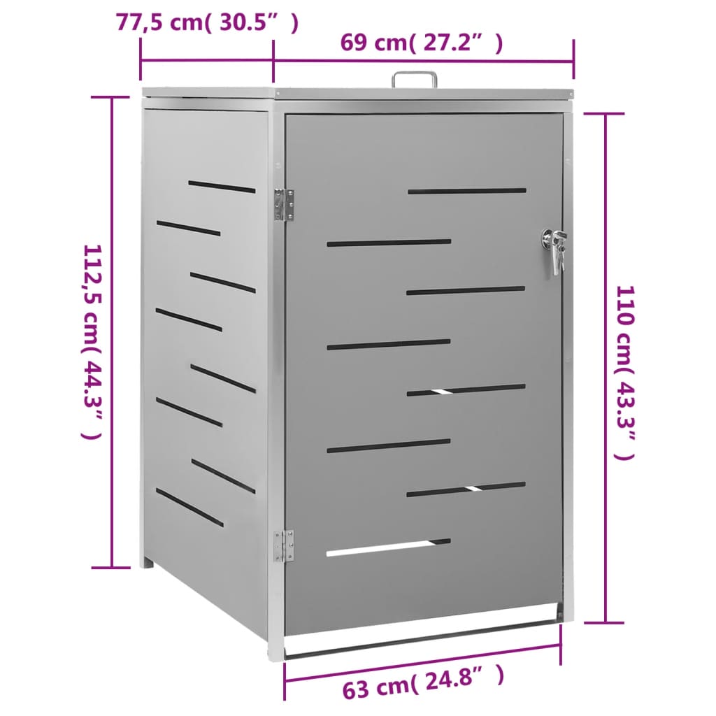 Mülltonnenbox Für 1 Tonne 69X77,5X112,5 Cm Edelstahl