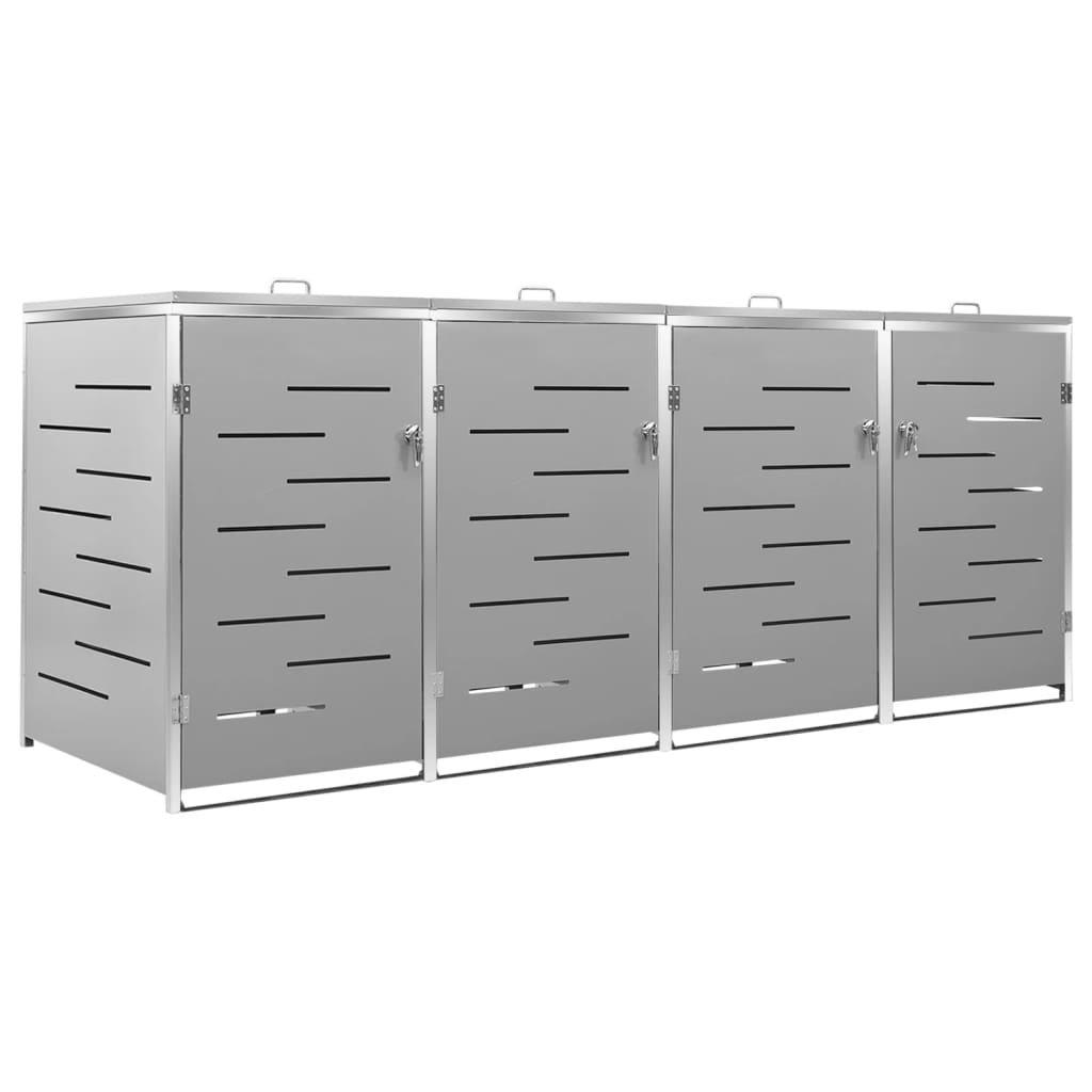 Mülltonnenbox Für 4 Tonnen 276,5X77,5X115,5 Cm Edelstahl