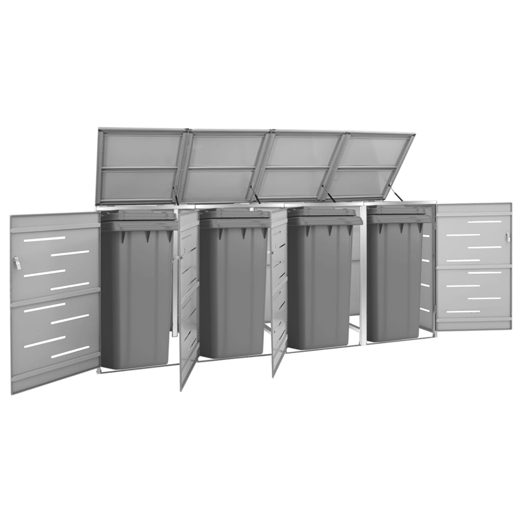 Mülltonnenbox Für 4 Tonnen 276,5X77,5X115,5 Cm Edelstahl