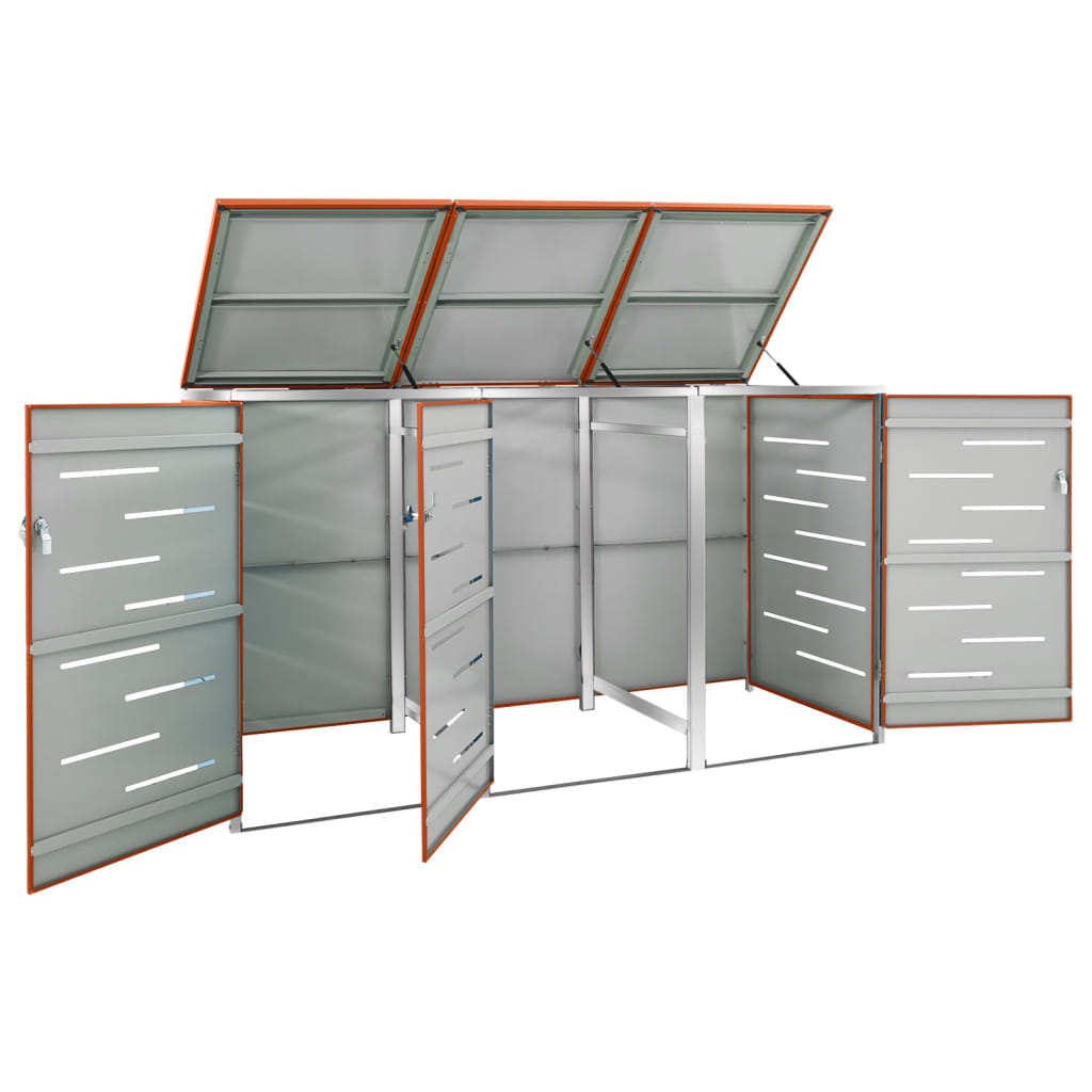 Mülltonnenbox Für 3 Tonnen 207X77,5X112,5 Cm Edelstahl