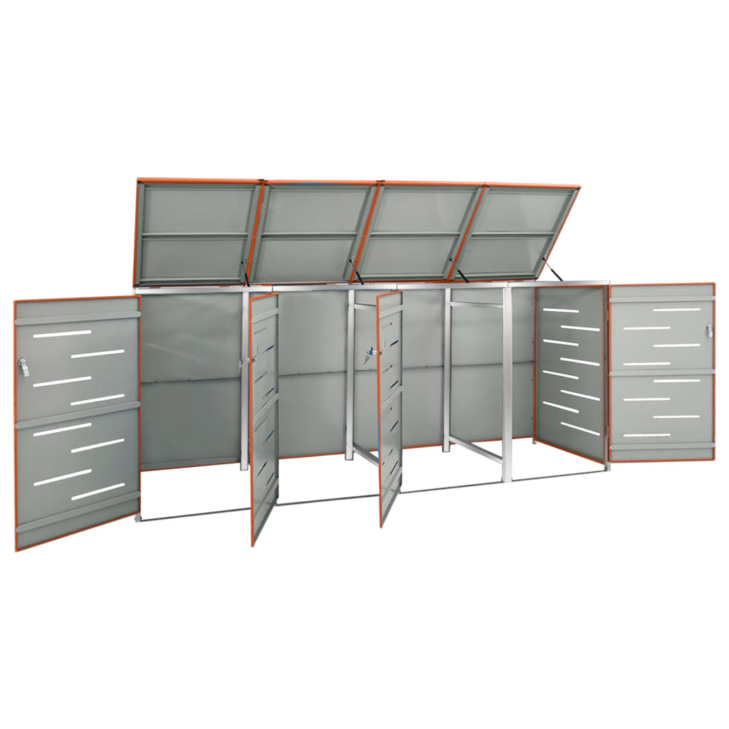 Mülltonnenbox Für 4 Tonnen 276,5X77,5X112,5 Cm Edelstahl