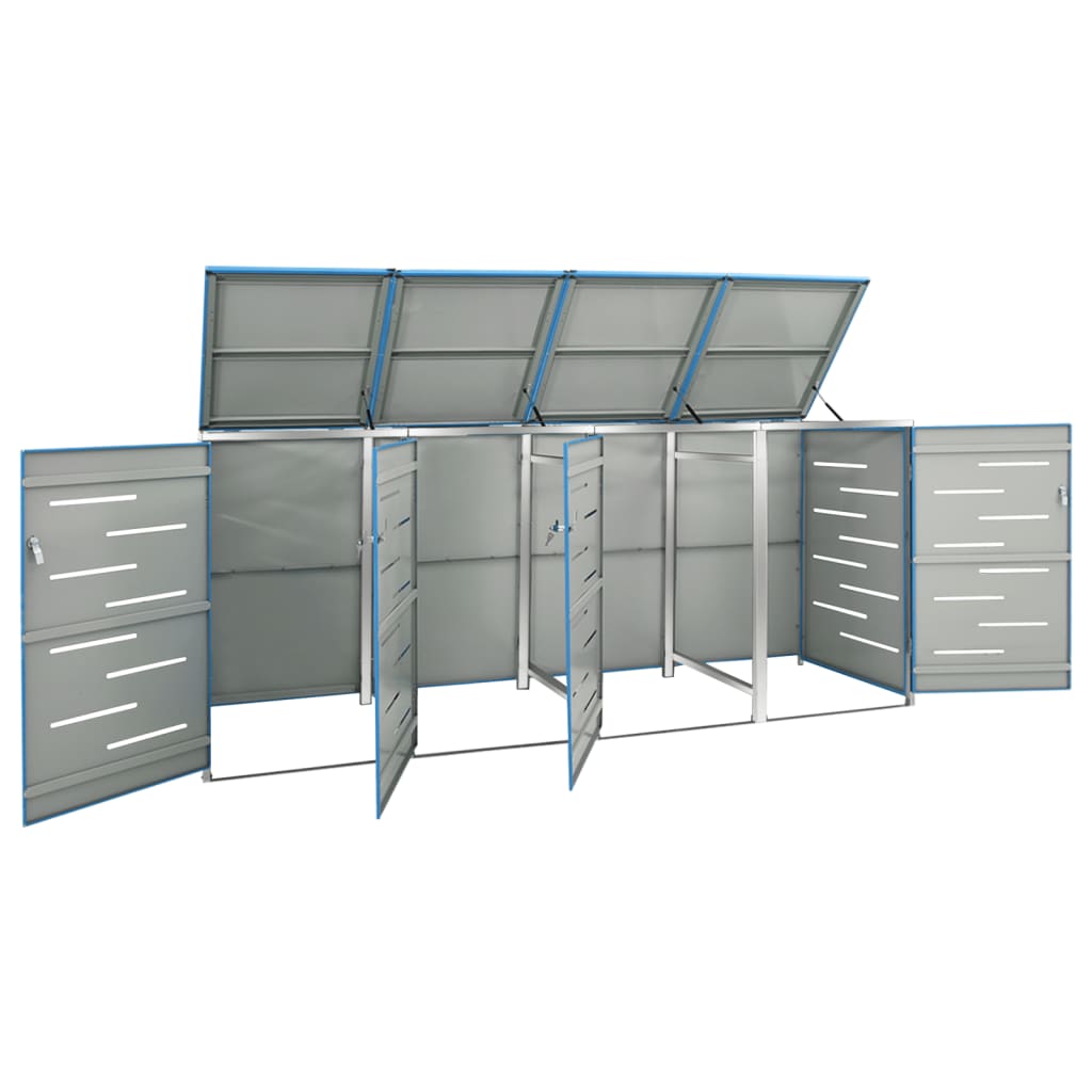 Mülltonnenbox Für 4 Tonnen 276,5X77,5X112,5 Cm Edelstahl
