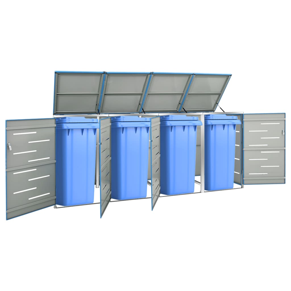 Mülltonnenbox Für 4 Tonnen 276,5X77,5X112,5 Cm Edelstahl