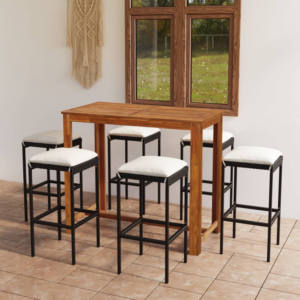 7-Tlg. Gartenbar-Set Mit Kissen
