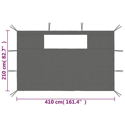 Pavillon-Seitenwände Mit Fenstern 2 Stk.