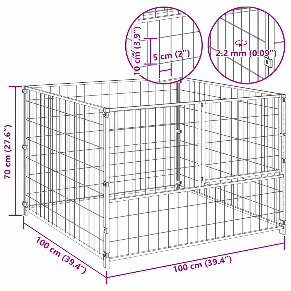 Hundezwinger 100X100X70 Cm Stahl