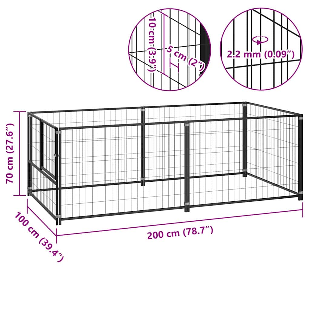 Hundezwinger 200X100X70 Cm Stahl