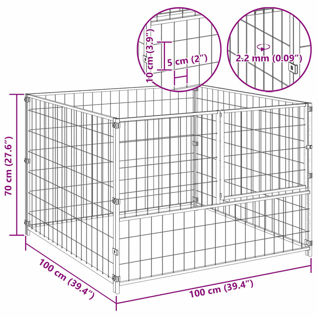 Hundezwinger N 100X100X70 Cm Stahl