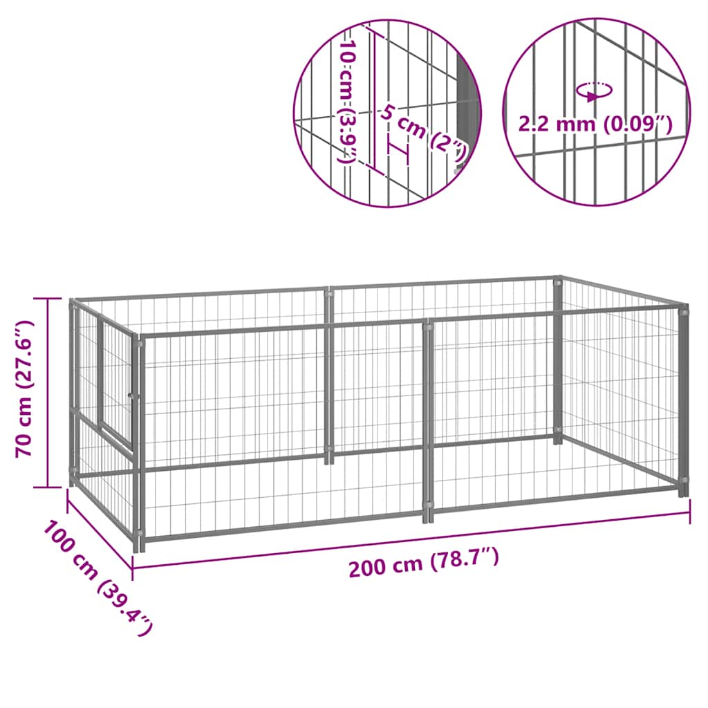 Hundezwinger N 200X100X70 Cm Stahl