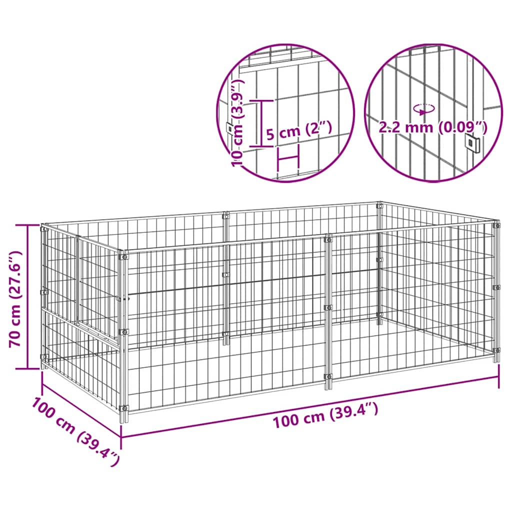 Hundezwinger N 200X100X70 Cm Stahl