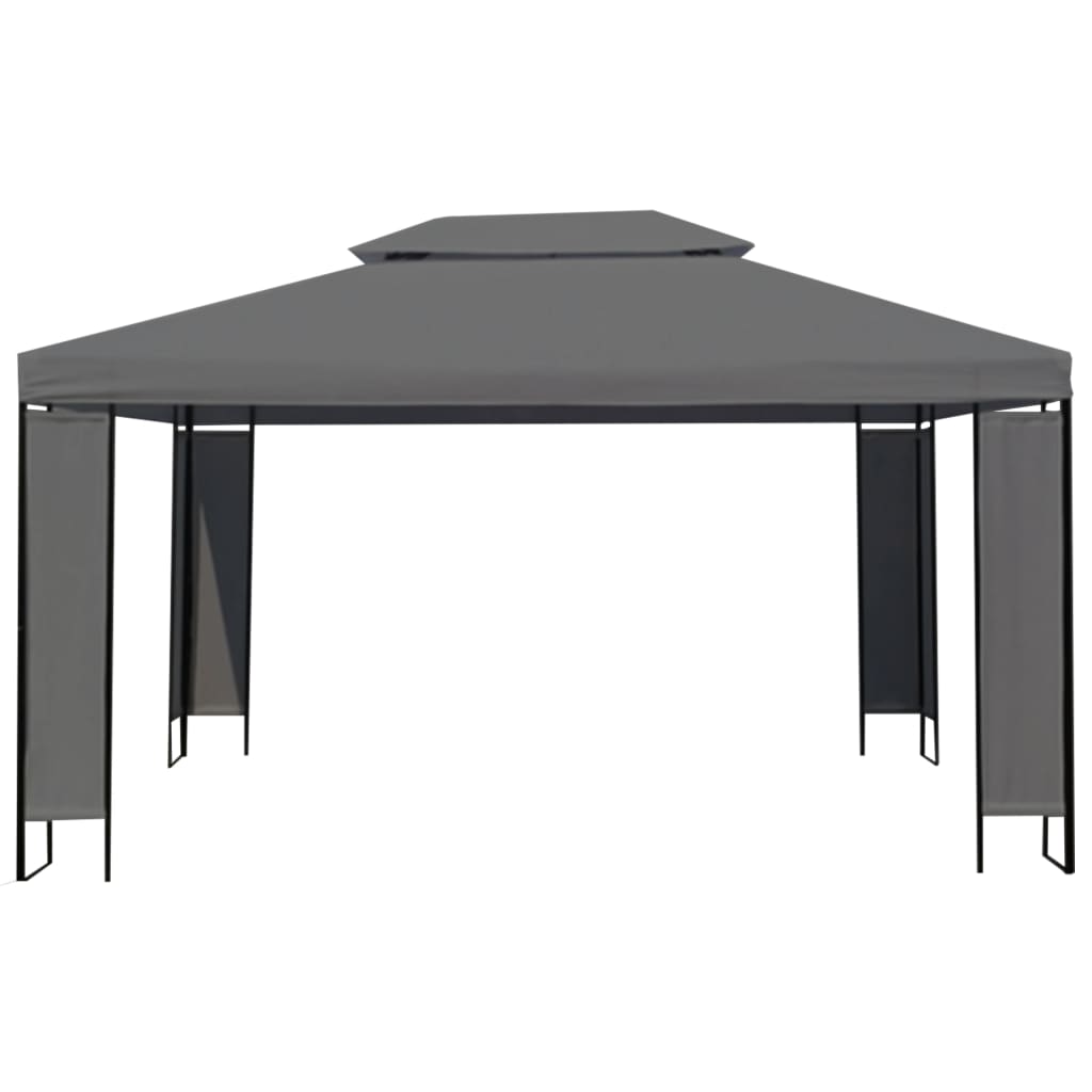 Pavillon Mit Led-Lichterkette Anthrazit 3X4 M