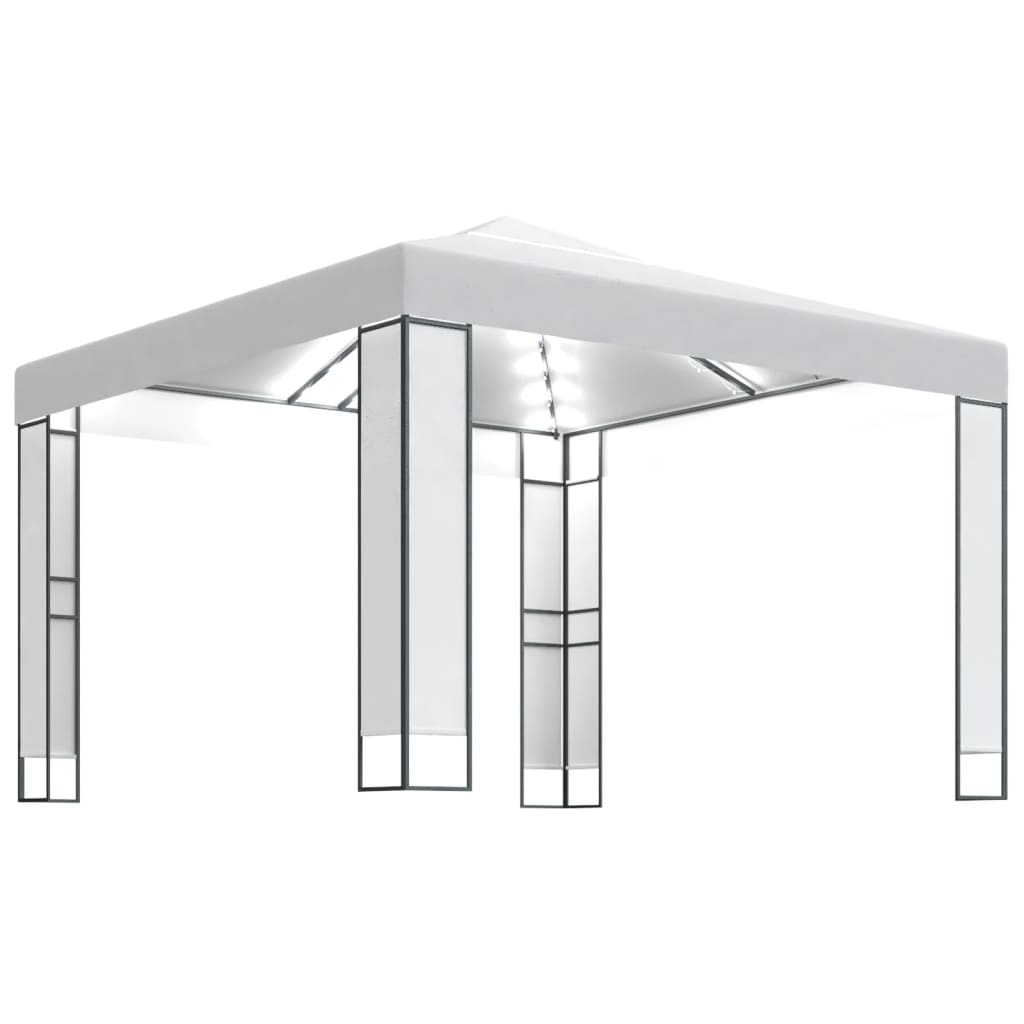 Pavillon Mit Doppeldach & Led-Lichterkette 3X3 M