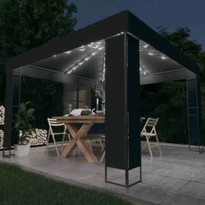 Pavillon Mit Doppeldach & Led-Lichterkette 3X3 M