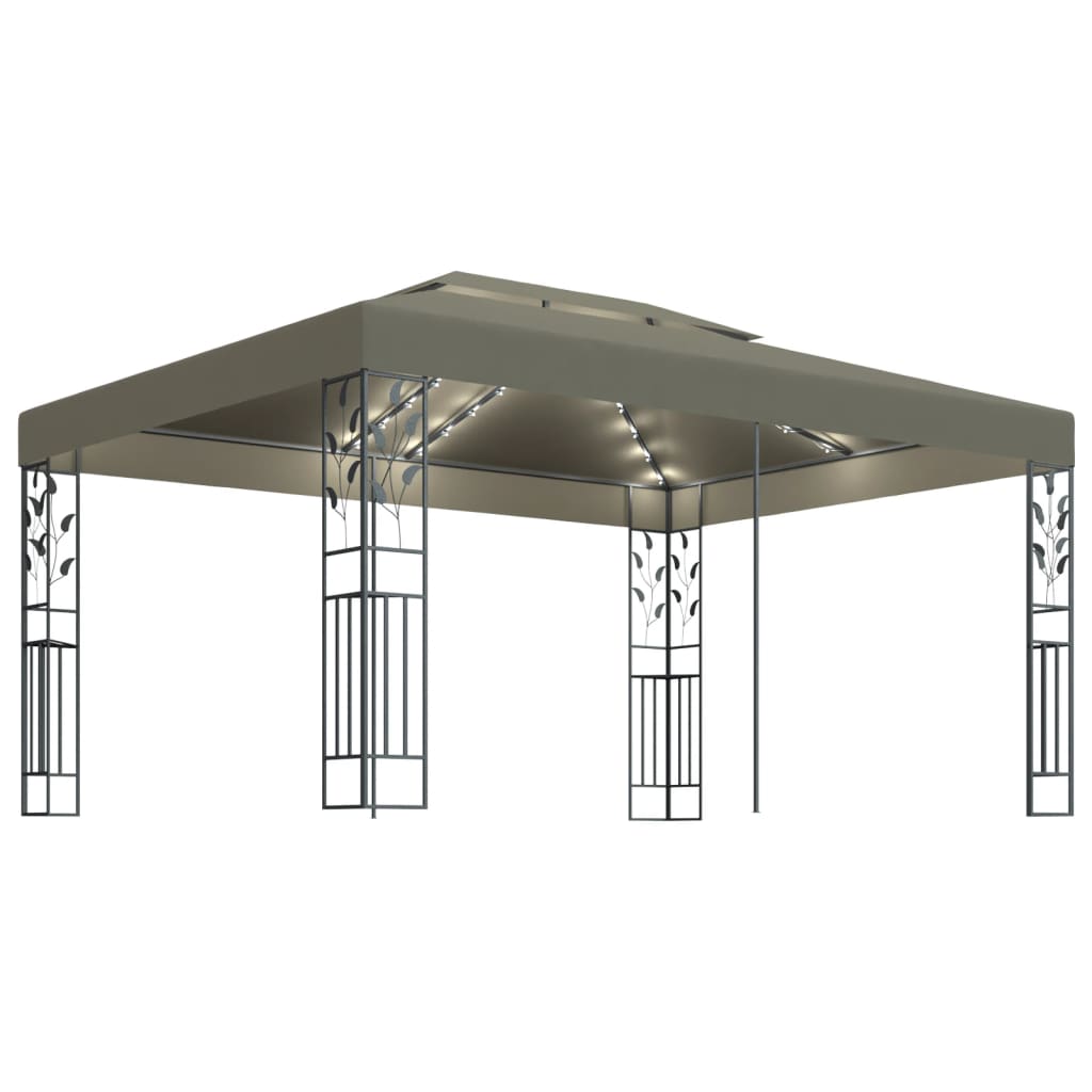 Pavillon Mit Doppeldach & Led-Lichterkette 3X4 M