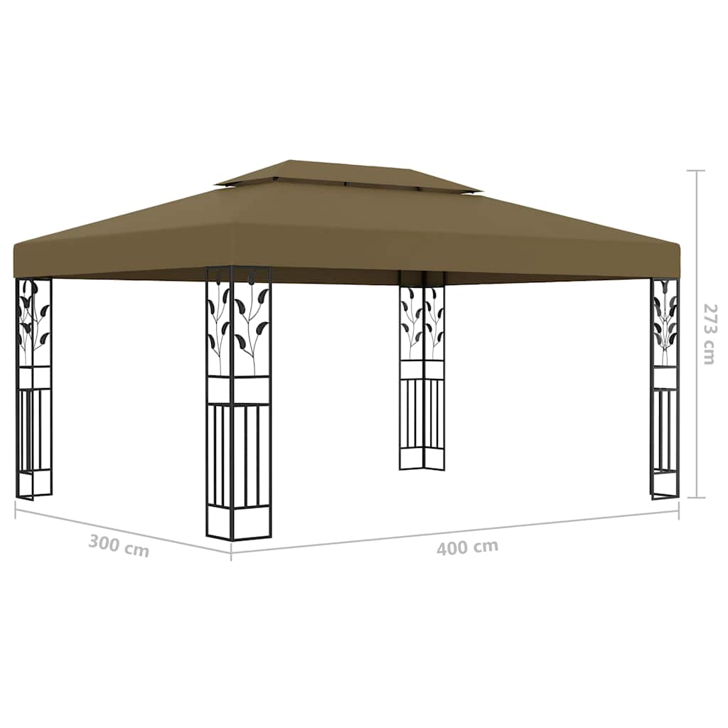 Pavillon Mit Doppeldach & Led-Lichterkette 3X4 M