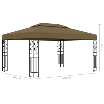 Pavillon Mit Doppeldach & Led-Lichterkette 3X4 M