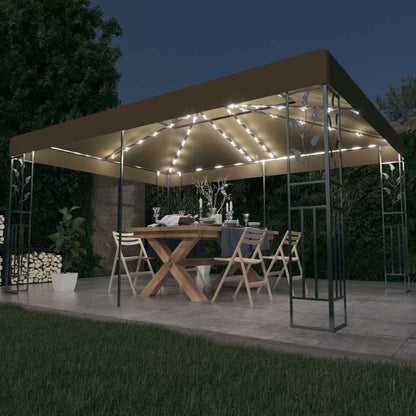 Pavillon Mit Doppeldach & Led-Lichterkette 3X4 M