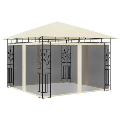Pavillon Mit Moskitonetz & Led-Lichterkette 3X3X2,73M Weiß
