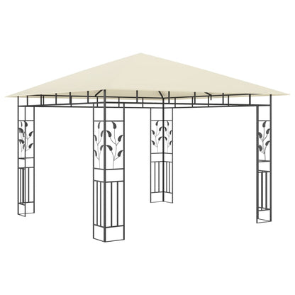 Pavillon Mit Moskitonetz & Led-Lichterkette 3X3X2,73M Weiß