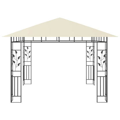 Pavillon Mit Moskitonetz & Led-Lichterkette 3X3X2,73M Weiß