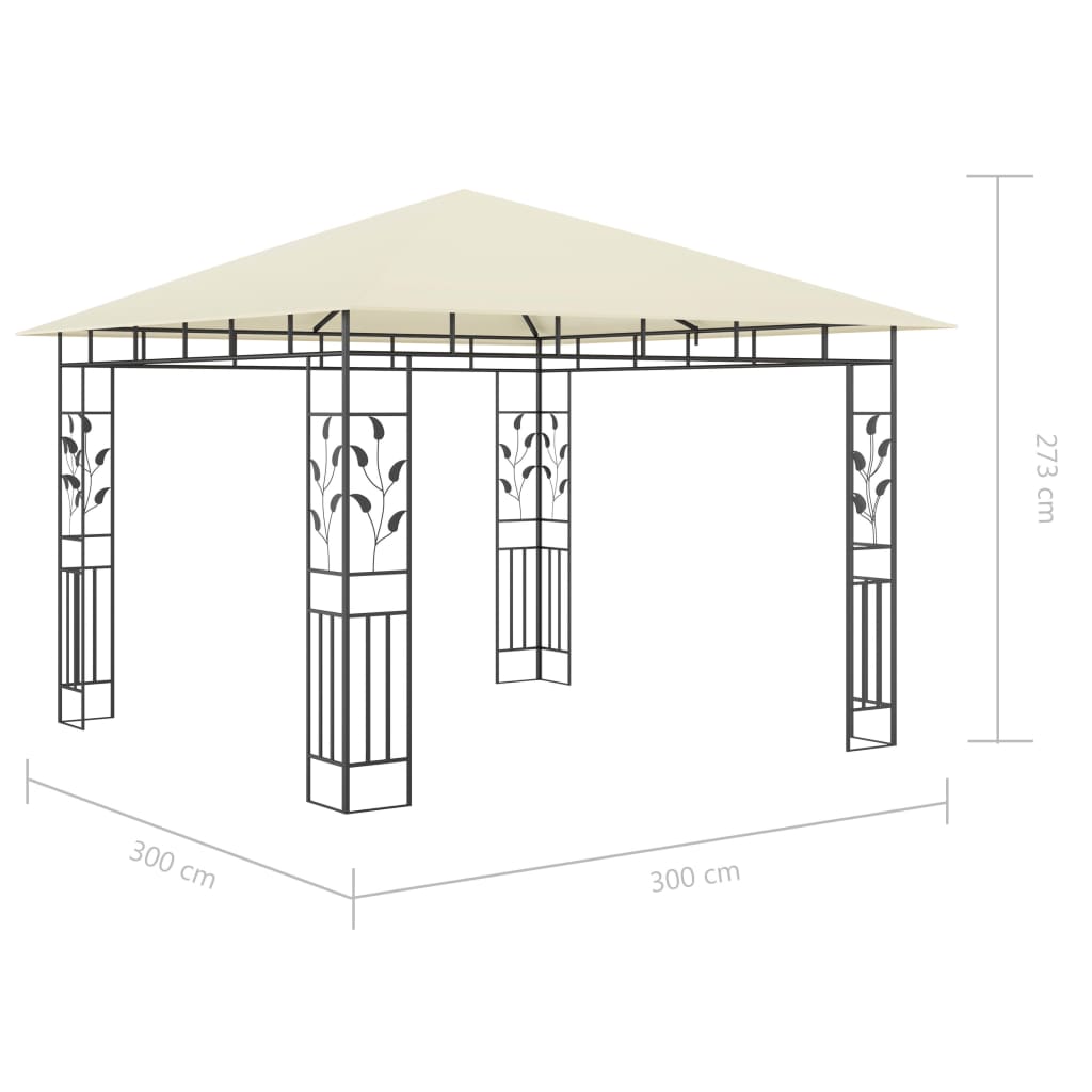 Pavillon Mit Moskitonetz & Led-Lichterkette 3X3X2,73M Weiß