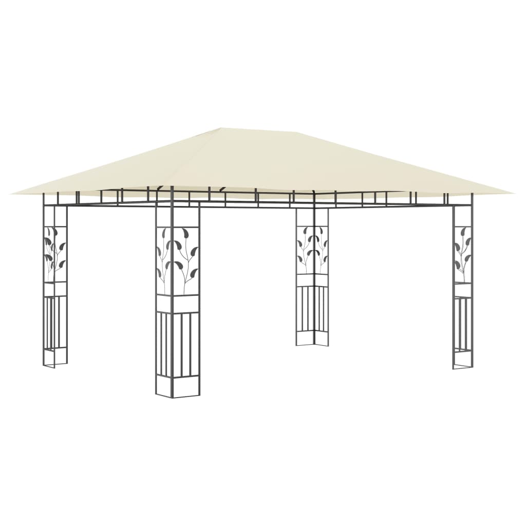 Pavillon Mit Moskitonetz & Led-Lichterkette 4X3X2,73M Weiß