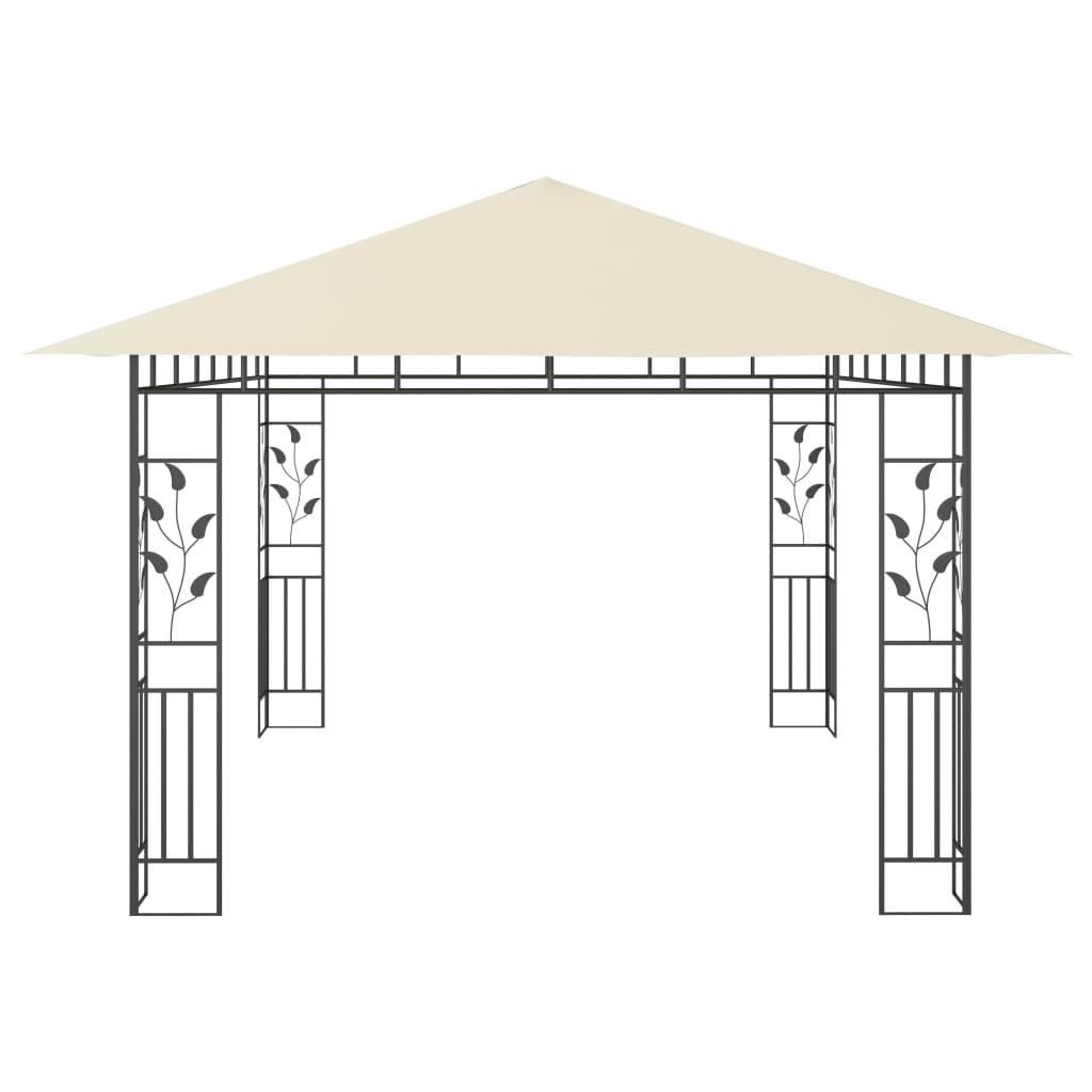 Pavillon Mit Moskitonetz & Led-Lichterkette 4X3X2,73M Weiß