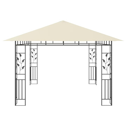 Pavillon Mit Moskitonetz & Led-Lichterkette 4X3X2,73M Weiß