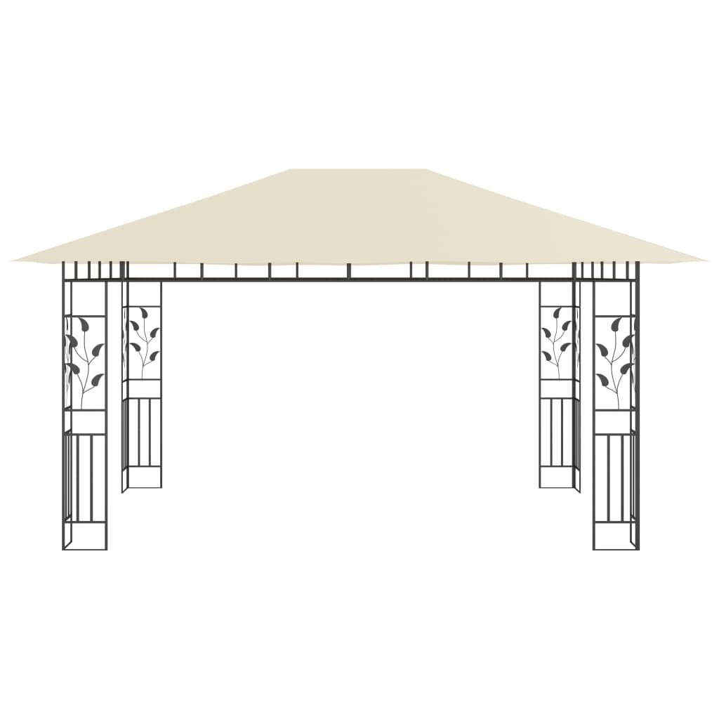 Pavillon Mit Moskitonetz & Led-Lichterkette 4X3X2,73M Weiß