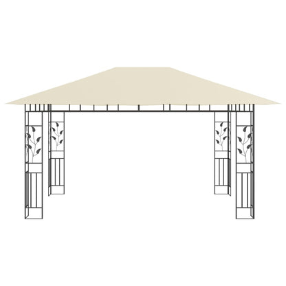 Pavillon Mit Moskitonetz & Led-Lichterkette 4X3X2,73M Weiß