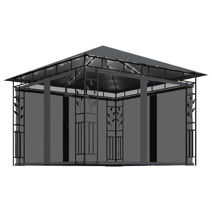 Pavillon Mit Moskitonetz & Led-Lichterkette 3X3X2,73M