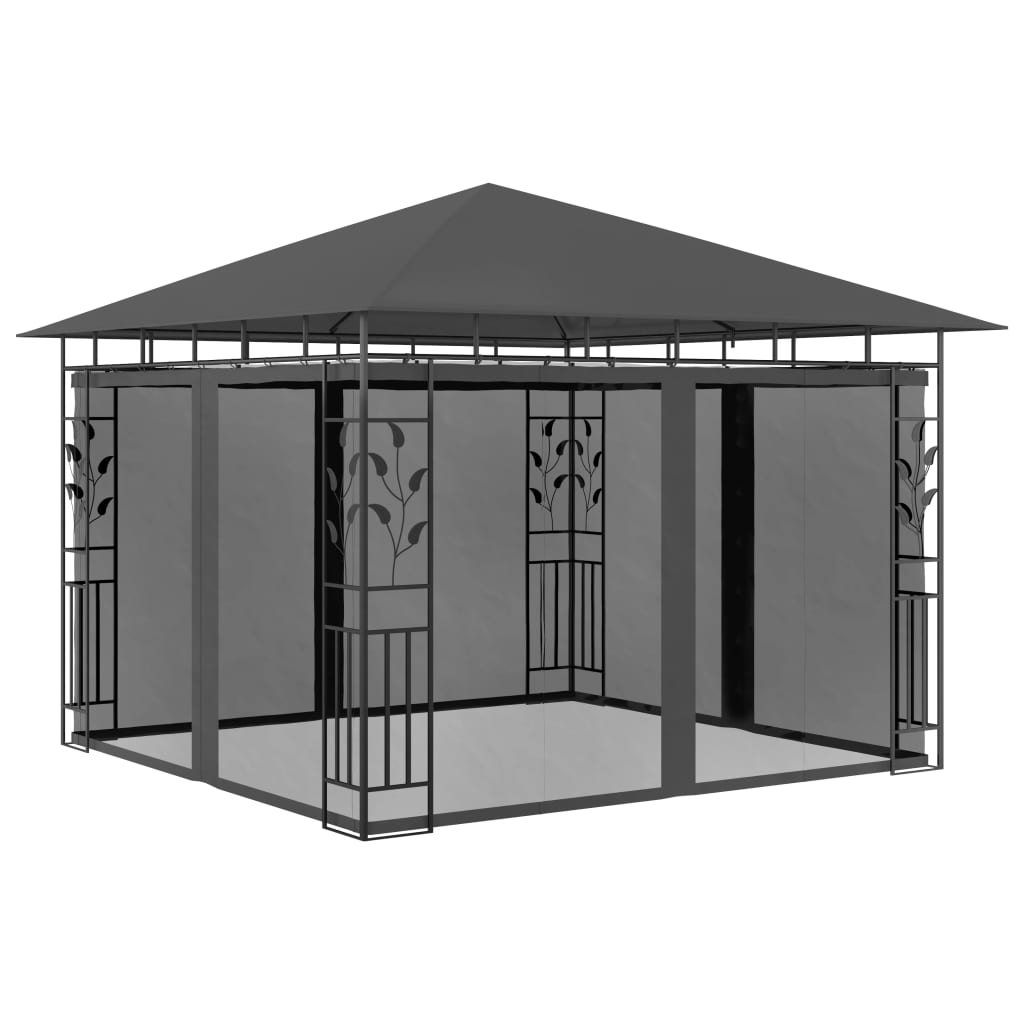 Pavillon Mit Moskitonetz & Led-Lichterkette 3X3X2,73M
