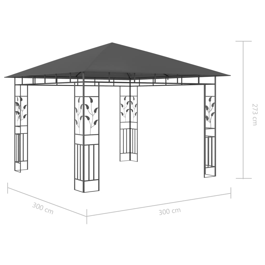 Pavillon Mit Moskitonetz & Led-Lichterkette 3X3X2,73M