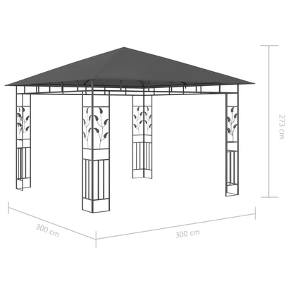 Pavillon Mit Moskitonetz & Led-Lichterkette 3X3X2,73M