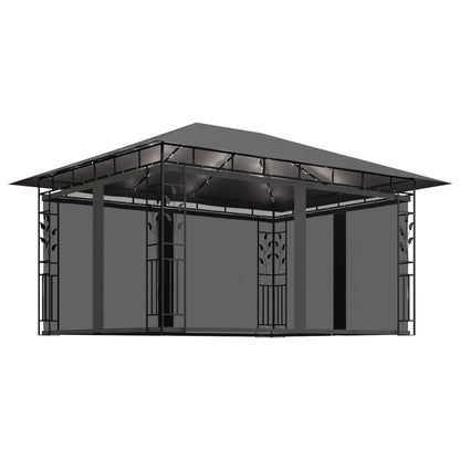 Pavillon Mit Moskitonetz & Led-Lichterkette 4X3X2,73M