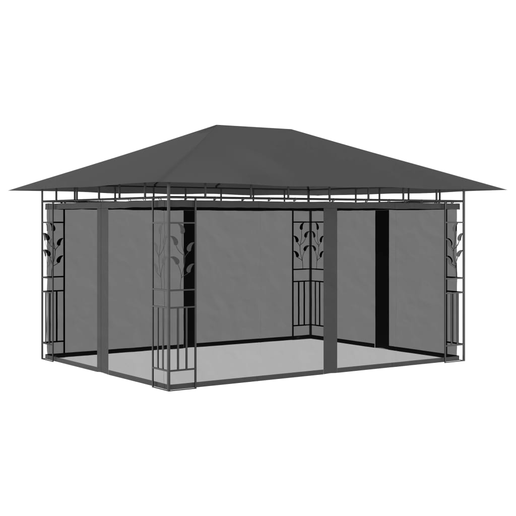 Pavillon Mit Moskitonetz & Led-Lichterkette 4X3X2,73M