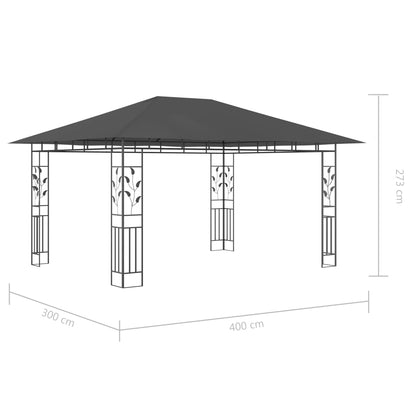 Pavillon Mit Moskitonetz & Led-Lichterkette 4X3X2,73M