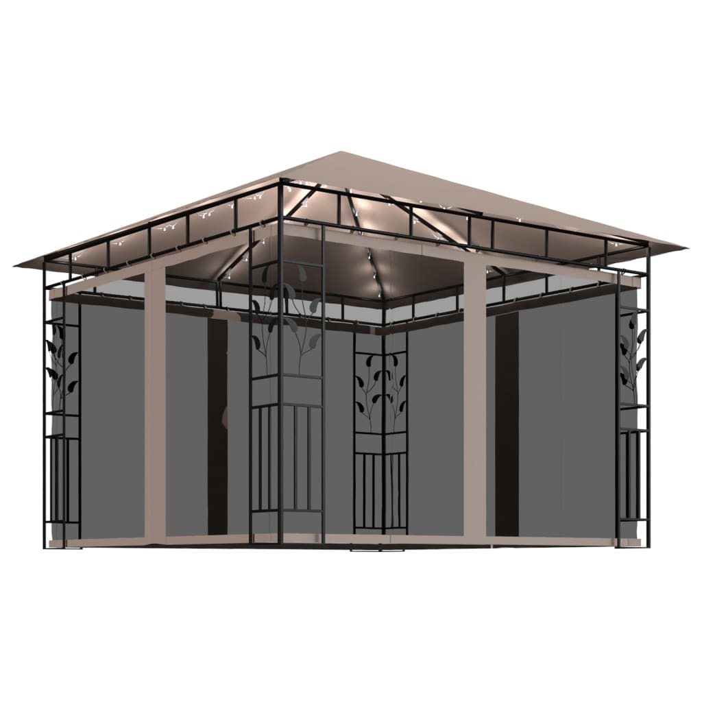 Pavillon Mit Moskitonetz & Led-Lichterkette 3X3X2,73 M