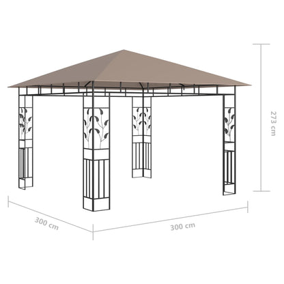 Pavillon Mit Moskitonetz & Led-Lichterkette 3X3X2,73 M
