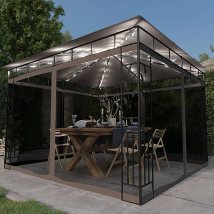 Pavillon Mit Moskitonetz & Led-Lichterkette 3X3X2,73 M