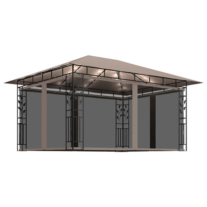 Pavillon Mit Moskitonetz & Led-Lichterkette 4X3X2,73 M