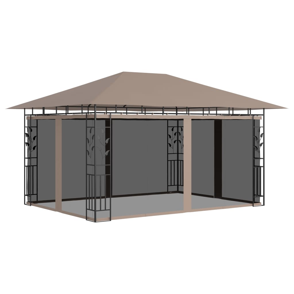 Pavillon Mit Moskitonetz & Led-Lichterkette 4X3X2,73 M