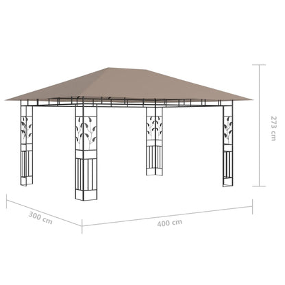 Pavillon Mit Moskitonetz & Led-Lichterkette 4X3X2,73 M
