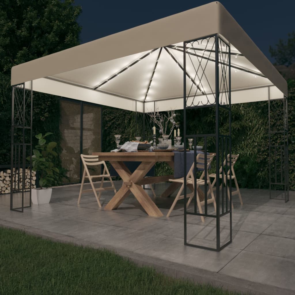 Pavillon Mit Led-Lichterkette 3X4 M Stoff