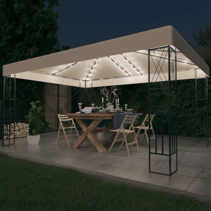 Pavillon Mit Led-Lichterkette 3X4 M Stoff