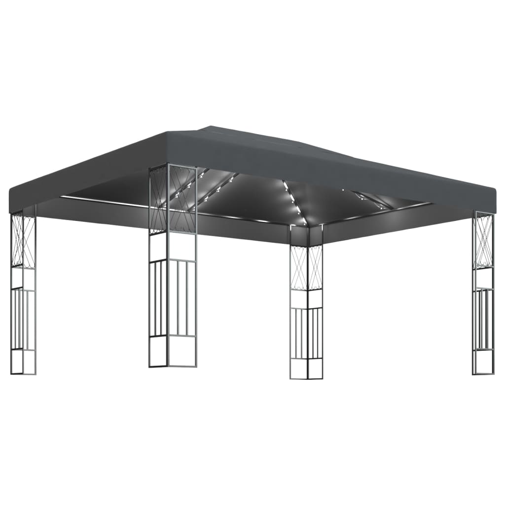 Pavillon Mit Led-Lichterkette 3X4 M Stoff